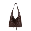 Bolso hobo grande minimalista marrón oscuro con detalle de lazo elegante para mujeres - Marrón