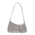Chic silver underarm baguette bag with metallic finish and adjustable buckle detail - Silver