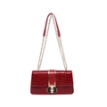 Bolso bandolera rojo con grabado de cocodrilo, cadena dorada y cierre giratorio - Rojo