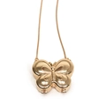 Elegante collar de relicario de mariposa en acabado dorado con cadena de serpiente - Dorado