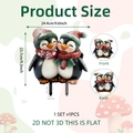 Weihnachtliche Pinguin-Gartenstecker-Dekoration mit Weihnachtsmützen für den Außenbereich - Pinguin-Paar-Stil (DC20134) / Mittel