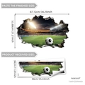 Vinilo de pared 3D campo de fútbol con efecto de pared rota para decoración - 30x90cm x 2 Hojas
