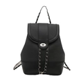 Zaino nero patchwork in pelle PU con tracolla a catena e chiusura a scatto in argento - Nero