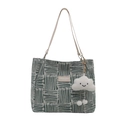 Borsa tote casual da donna con motivi geometrici verdi e un ciondolo a nuvola - Con Ciondolo / Verde