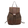 Zaino vintage patchwork marrone con decorazione a catena e chiusura a girello argento - Marrone