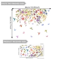 Watercolor hummingbird butterfly wall stickers with flower vine and size dimensions - Watercolor Hanging Flower Hummingbird Butterfly Style (M16600)