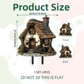 Detailed dimensions of 2D cottage garden stake with vintage stone chimney and plants - Vintage Thatch House (DC201113) / 27.7*26.4cm