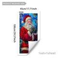 Vista detallada de la pegatina de Papá Noel para ventana con dimensiones 45x100 cm y textura - Retrato de Mosaico de Papá Noel en Vidriera (D20300)