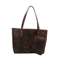 Modieuze shopper met luipaardprint inclusief klein tasje en bruine hengsels - Tote Bag En Etui / Bruin