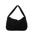 Bolso de hombro minimalista de pana negra con rayas verticales texturizadas - Negro