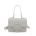 Borsa a mano minimalista in ecopelle bianca con fibbia oversize e tracolla regolabile - Bianco
