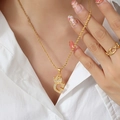 Gold plated twist chain necklace with letter G crown pendant and micro pave zircons - Letter G / Gold