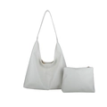 Schicke weiße PU-Leder Shopper-Tasche im Set mit passendem Etui und klarem Design - Weiß