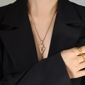 Gold plated crown letter V pendant necklace with zircons on a delicate rope chain - Letter V / Gold