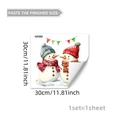 Detail of double-sided Christmas snowman window sticker with dimensions 30x30cm - Blue Red Hat Snowman With Bunting Style (C20007) / 30*30cm