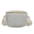 Bolso bandolera de pana marfil con costillas gruesas y cremalleras doradas pálidas - Blanco