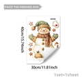 Detailed view of watercolor snowman window sticker with exact product size dimensions - Green Hat Red Scarf Snowman Style (C20008) / 30*40cm