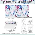 Guide for floral wallpaper installation showing blue and purple rose patterns and steps - Watercolor Blue Purple Rose (BZ20030) / 45x300