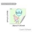 Sticker mural lumineux avec lapin mignon et ballon bleu pour chambre d'enfant - Style Lapin Dessin Animé Ballon Hello (YCG20069) / 30x30cm