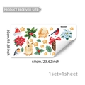 Detailed view of watercolor gingerbread man and winter motifs Christmas window stickers - Watercolor Rabbits & Bullfinch Style (C20028)