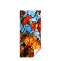 Detail der 45x100cm Herbst-Kürbis-Ahornblatt-Fensterfolie mit Größenangaben und Maßen - Kürbis Ahornblatt Buntglas Stil (D16563)
