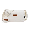 White corduroy crossbody bag set with a small round pouch and adjustable strap - Off White