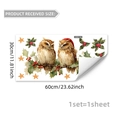 Double-sided Christmas owl window stickers with winter berries and stars, 30x60cm - Santa Hat Owls Set (C20037)