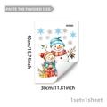 Watercolor Christmas snowman and snowflake double-sided stickers for window and wall decor - Red Blue Hat Snowman With Gift Box Style (C20010) / 30*40cm