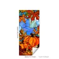 Herbst Kürbis und Ahornblatt Fensteraufkleber im Buntglas-Stil, statische Haftung 100x45cm - Herbsternte Kürbis Stil (D16564)