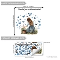 Stickers muraux aquarelle avec une petite fille, papillons bleus et décor fleuri - Fille à l'Aquarelle et Papillons Bleus (M17570) / 30*60cm*2 pièces