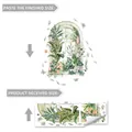 Vinilo decorativo de ventana con plantas acuarela mostrando aplicación y diseño original - Ventana Falsa Acuarela Árboles Verdes Flores (M16601)
