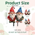 Detailed size chart of Christmas gnome garden stake showing 2D flat PVC dimensions - Gnome Style (DC20139) / 25.3x25.1