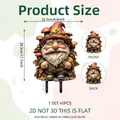 2D flat garden gnome stake decoration with dimensions and front-back views - Autumn Mushroom Gnome Style (DC20120)