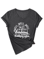 Detail of dark grey V-neck T-shirt showing rolled sleeves and side-knotted hem design - S / Hem Knotted Style (3812) / Black Heather Grey
