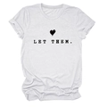 Close-up of white cotton T-shirt featuring LET THEM text and heart graphic print - S / White