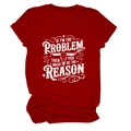 Detail of white bull skull print and vintage quote on deep red cotton t-shirt - Red (White Letters)