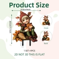 Garden gnome girl decorative stake for autumn outdoor yard ornaments 28.3cm height - Gnome Holding Maple Leaf Style (DC20115)