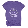 Détail de l'imprimé It's a Tea Shirt et graphique de tasse sur t-shirt violet - S / Violet (Police Blanche)