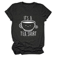 T-shirt gris foncé humoristique avec slogan 'IT'S A TEA SHIRT' et dessin de tasse - S / Noir (Police Blanche)