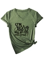 Detail of V-neck dark green T-shirt with rolled sleeves and knotted hem design - Olive Green (Black Font)