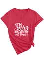 Red heather V-neck T-shirt with 'I'M SORRY DID I ROLL MY EYES' slogan in white text - Red (White Font)