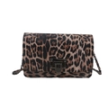 Borsa a tracolla alla moda con stampa leopardata, catena in metallo e chiusura a scatto - Leopardo Marrone