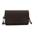 Borsa a tracolla retrò caffè con motivo a quadrifoglio e fibbia in metallo su bianco - Monogramma Vintage Caffè