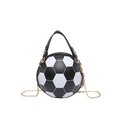 Borsa a tracolla a forma di pallone da calcio in bianco e nero con catena dorata - Nero