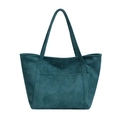 Minimalist dark green matte leather large capacity tote bag shown from the front view - Green