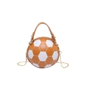 Borsa a tracolla unica a forma di pallone da calcio in marrone e bianco con catena - Marrone