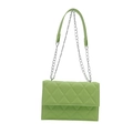 Quilted light green shoulder bag with silver chain strap and lime green faux leather finish - Green