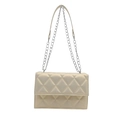 Elegant cream quilted crossbody bag for women featuring a stylish silver chain strap - Pearl White