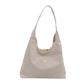 Borsa tote beige minimalista dal design Hobo con elegante dettaglio logo in metallo - Bianco