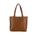 Klassieke bruine tote bag van getextureerd kunstleer met stevige dubbele handvatten - Bruin